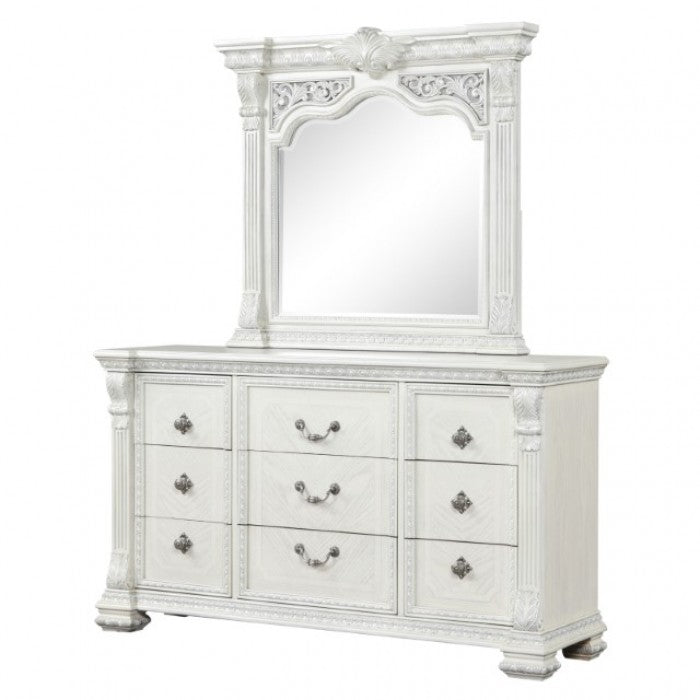 Furniture of America Promenade Wire Brushed White Traditional Dresser W/Jewelry Box Model FM70001WH-D