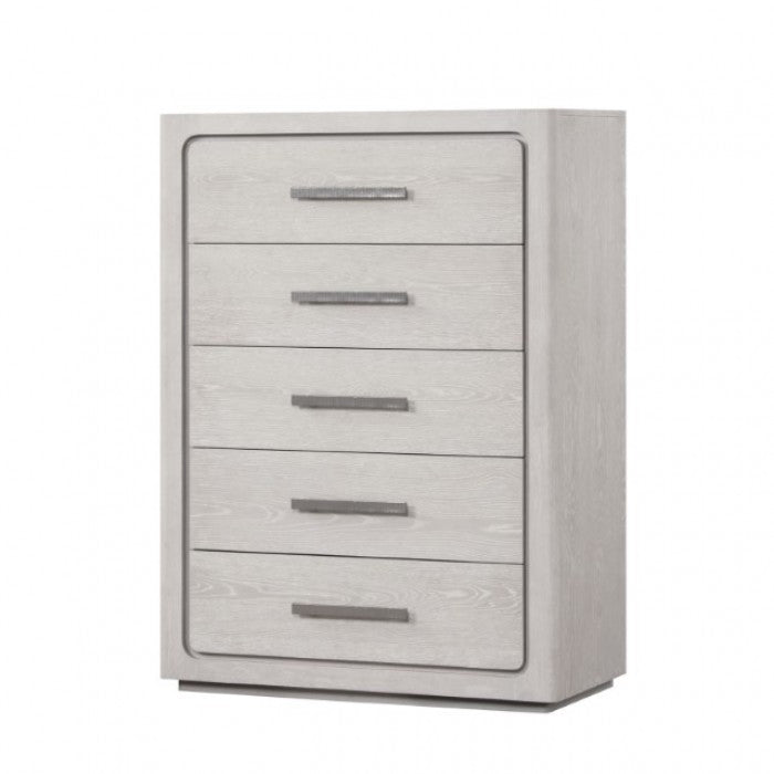 Commode contemporaine en chêne blanc Crowthorne de Furniture of America, modèle FM70100AK-C