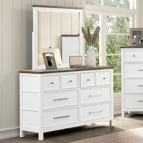 Furniture of America Pinetop White/Dark Brown Modern Farmhouse Dresser Model FM7171WH-D