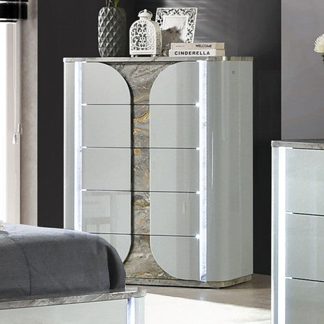 Commode contemporaine Cleburne gris clair de Furniture of America, modèle FM72011LG-C