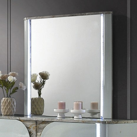 Miroir contemporain gris clair Cleburne de Furniture of America, modèle FM72011LG-M