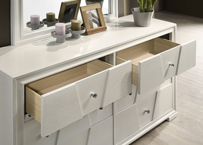 Miroir contemporain blanc Holsted, modèle FM72012WH-M, de Furniture of America