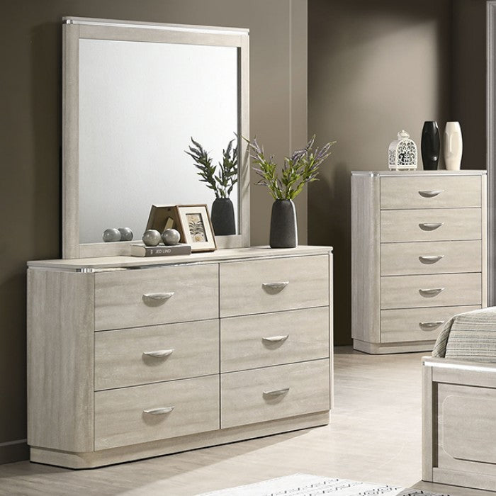 Miroir contemporain gris poussiéreux Farsund de Furniture of America, modèle FM72013LG-M