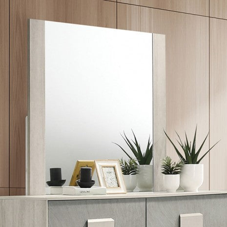 Miroir contemporain Furniture of America Lincolt, modèle FM7201WH-M, blanc délavé/gris pierre