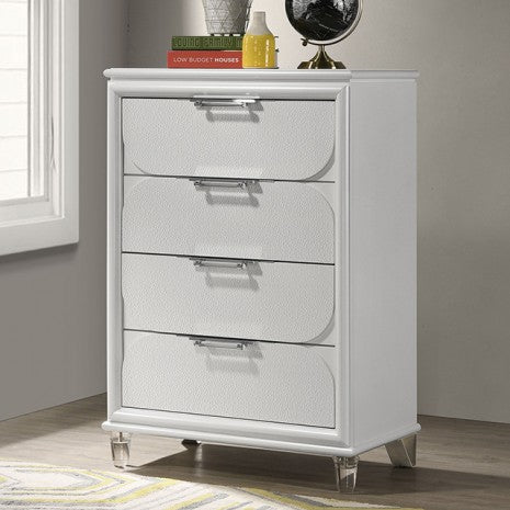 Commode contemporaine Lareina Pearl White de Furniture of America, modèle FM72081WH-C
