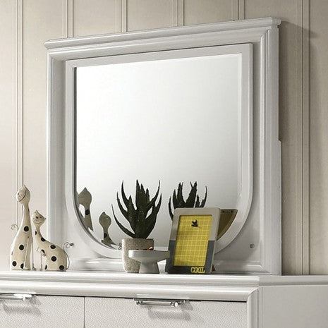 Miroir contemporain Lareina blanc perle de Furniture of America, modèle FM72081WH-M