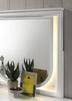 Miroir contemporain Lareina blanc perle de Furniture of America, modèle FM72081WH-M