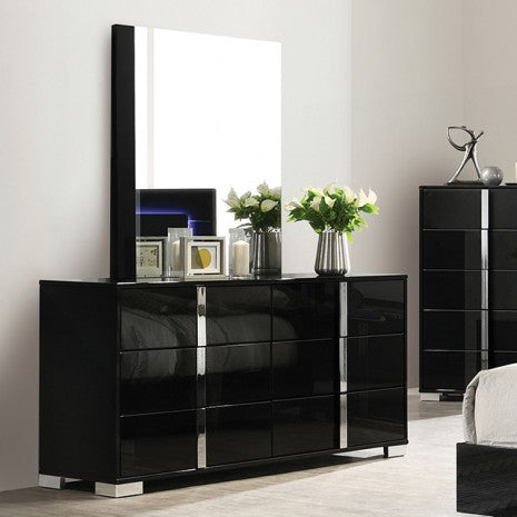 Furniture of America Sinistra Piano Black Contemporary Dresser Model FM7211BK-D