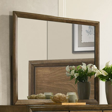 Miroir de style transitionnel Kirkham en noyer de Furniture of America, modèle FM7213WN-M