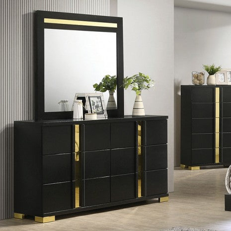 Furniture of America Lillestrom Black/Gold Contemporary Dresser Model FM7217BK-D