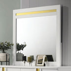 Miroir contemporain blanc et or Lillestrom de Furniture of America, modèle FM7217WH-M