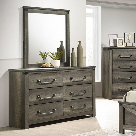 Furniture of America Britonale Rustic Gray Rustic Farmhouse 6-Drawer Dresser Model FM7218GY-D