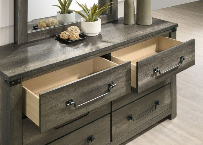 Furniture of America Britonale Rustic Gray Rustic Farmhouse 6-Drawer Dresser Model FM7218GY-D