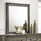 Miroir de ferme rustique gris Britonale de Furniture of America, modèle FM7218GY-M