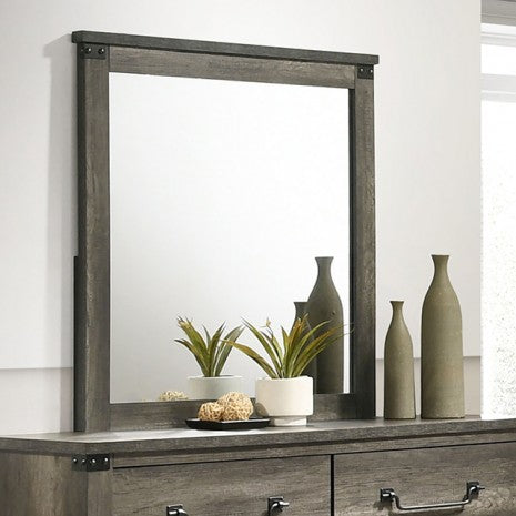 Miroir de ferme rustique gris Britonale de Furniture of America, modèle FM7218GY-M