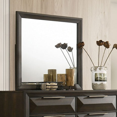 Miroir de style transitionnel Hexham Espresso de Furniture of America avec support, modèle FM7232BR-M