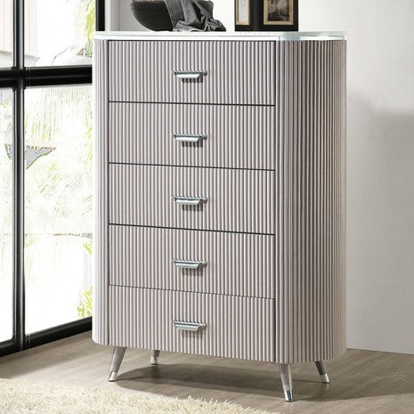 Commode contemporaine Aldridge gris clair de Furniture of America, modèle FM7243GY-C