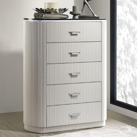 Commode contemporaine Aldgate gris clair, modèle FM7244GY-C de Furniture of America