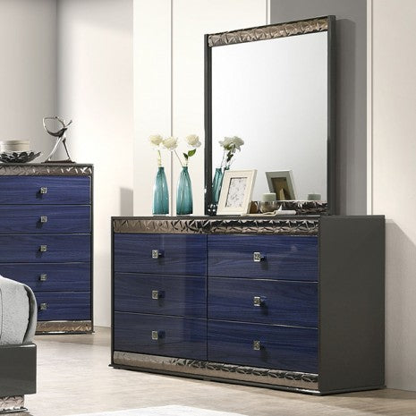 Furniture of America Hartlepool Ash Gray/Indigo Blue Glam Dresser Model FM7250BL-D