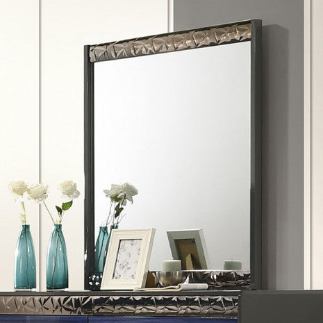 Miroir Glam modèle FM7250BL-M, couleur gris cendré/bleu indigo, de la marque Furniture of America (Hartlepool)
