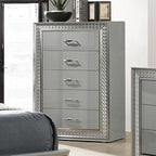 Commode glamour gris métallisé Cassiopeia de Furniture of America, modèle FM7253GY-C