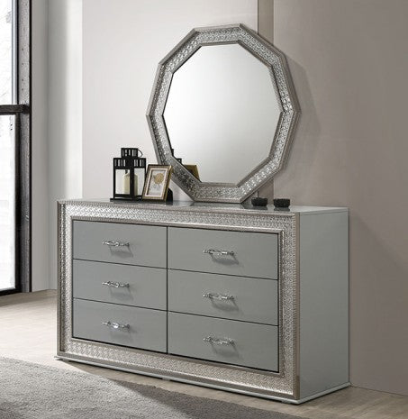 Furniture of America Cassiopeia Metallic Gray Glam Dresser Model FM7253GY-D