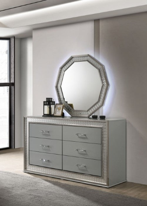 Furniture of America Cassiopeia Metallic Gray Glam Dresser Model FM7253GY-D