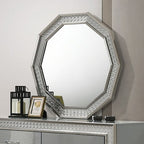 Miroir décagonal glamour gris métallisé Cassiopeia de Furniture of America, modèle FM7253GY-M