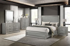 Miroir rectangulaire glamour gris métallisé Cassiopeia de Furniture of America, modèle FM7254GY-M