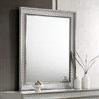 Miroir rectangulaire glamour gris métallisé Cassiopeia de Furniture of America, modèle FM7254GY-M
