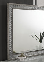 Miroir rectangulaire glamour gris métallisé Cassiopeia de Furniture of America, modèle FM7254GY-M