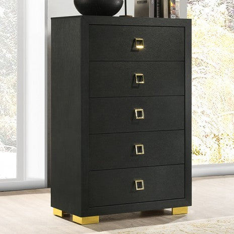 Commode contemporaine noire Latimer de Furniture of America, modèle FM7270BK-C