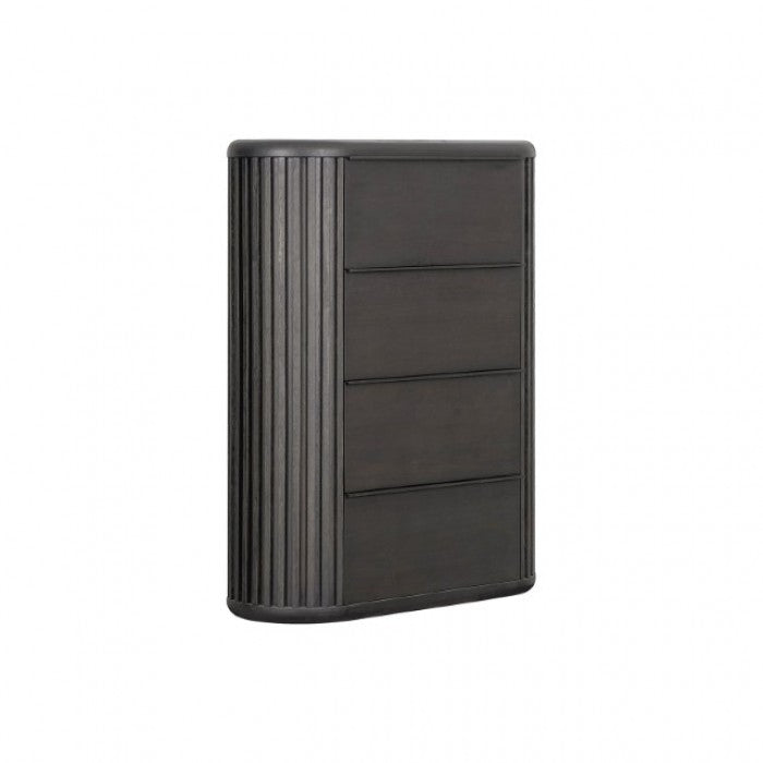 Commode moderne contemporaine noire Hildesheim de Furniture of America, modèle FM73000BK-C, 4 tiroirs