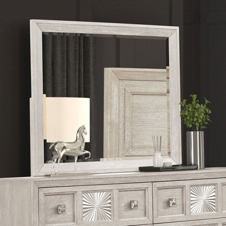 Miroir de style transitionnel Gris clair Argenthart de Furniture of America, modèle FM7368GY-M