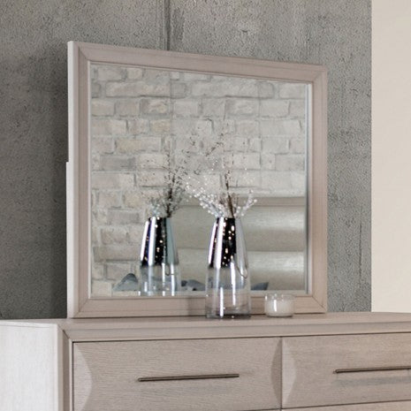 Miroir de style transitionnel en chêne blanc Hinwitz de Furniture of America, modèle FM7399WH-M