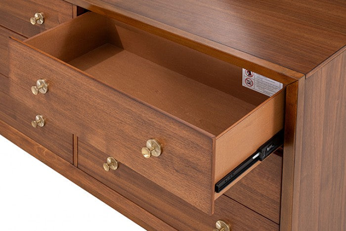 Furniture of America Hepburne Walnut Mid-Century Modern Dresser Model FM74000WN-D