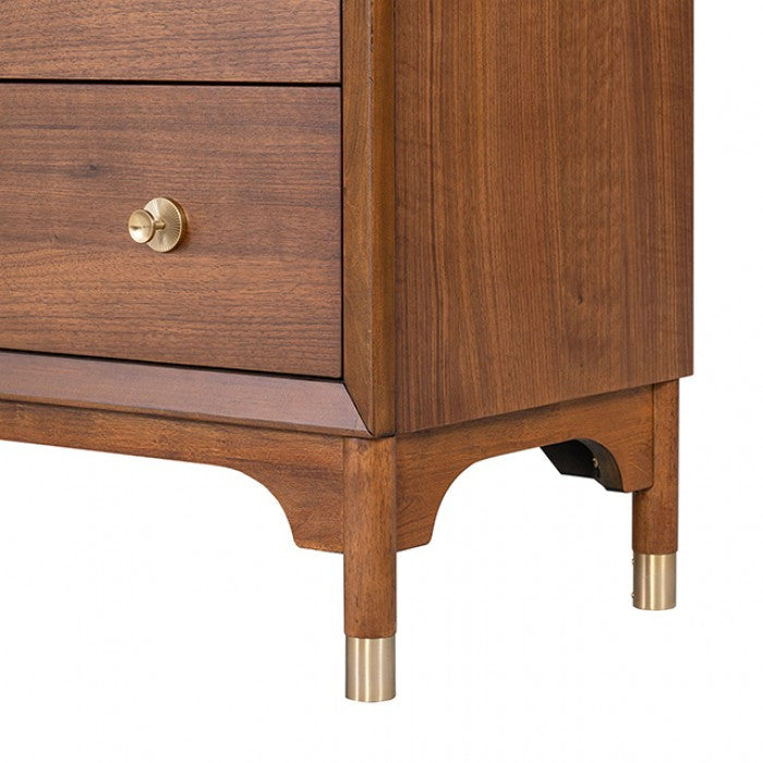 Commode Hepburne en noyer, style moderne du milieu du siècle, modèle FM74000WN-C de Furniture of America