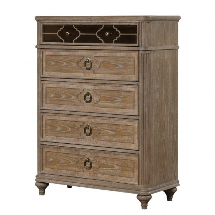 Commode de transition en chêne rustique Lyris de Furniture of America, modèle FM7417AK-C