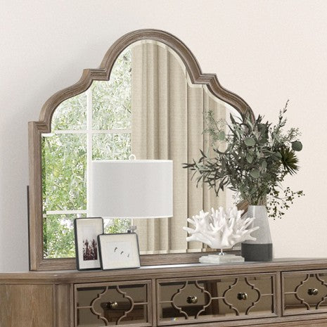 Miroir de style transitionnel Lyris en chêne rustique de Furniture of America, modèle FM7417AK-M
