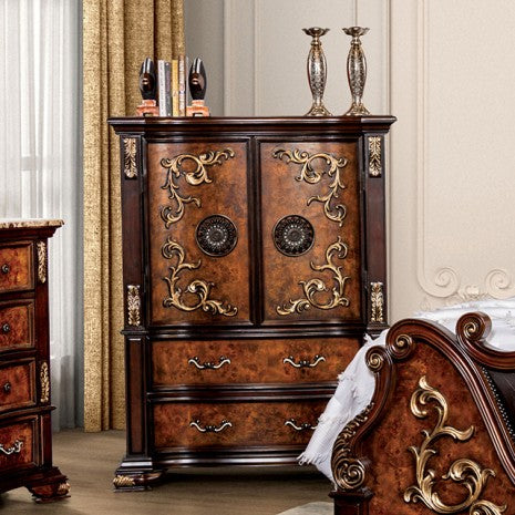 Commode traditionnelle Aquilina en merisier foncé et chêne, modèle FM7422CH-C de Furniture of America