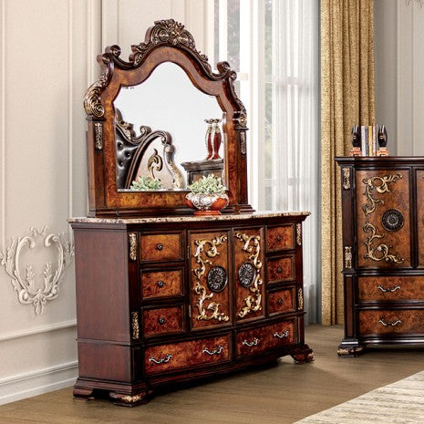 Furniture of America Aquilina Dark Cherry/Oak Traditional Dresser Model FM7422CH-D