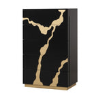 Commode contemporaine noire et dorée Goldsberg de Furniture of America, modèle FM7425BK-C