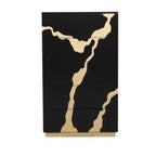 Commode contemporaine noire et dorée Goldsberg de Furniture of America, modèle FM7425BK-C