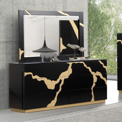 Furniture of America Goldsberg Black/Gold Contemporary Dresser Model FM7425BK-D