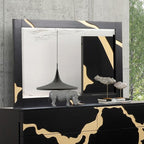 Miroir contemporain noir et or Goldsberg de Furniture of America, modèle FM7425BK-M