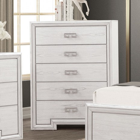 Commode Basilone blanche rustique de style transitionnel, modèle FM7440WH-C de Furniture of America
