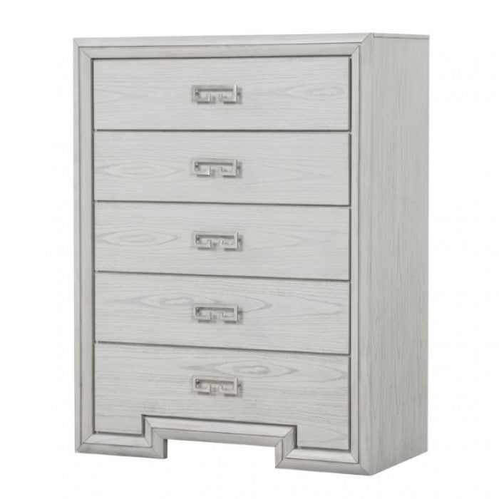 Commode Basilone blanche rustique de style transitionnel, modèle FM7440WH-C de Furniture of America