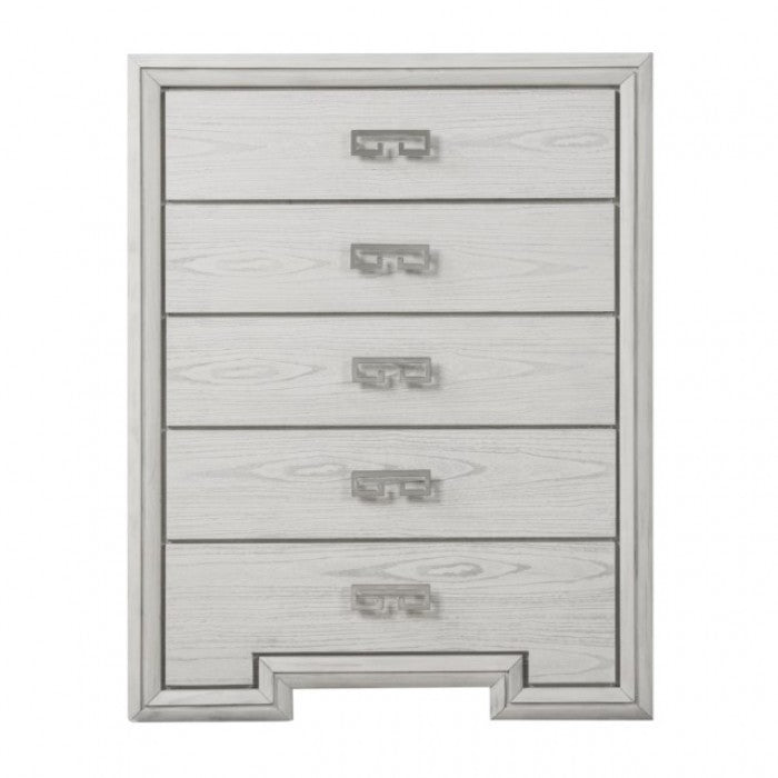 Commode Basilone blanche rustique de style transitionnel, modèle FM7440WH-C de Furniture of America