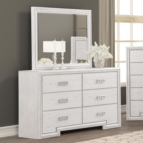 Furniture of America Basilone Rustic White Transitional Dresser Model FM7440WH-D