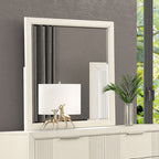 Miroir de style transitionnel blanc antique Isadore de Furniture of America, modèle FM7700WH-M